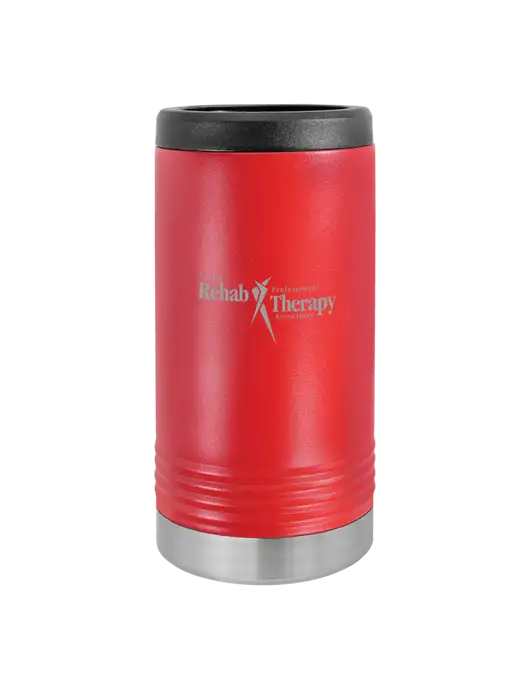 Polar Camel Powder Coated Red Vacuum Insulated Slim Beverage Holder w/Sports Rehab Logo