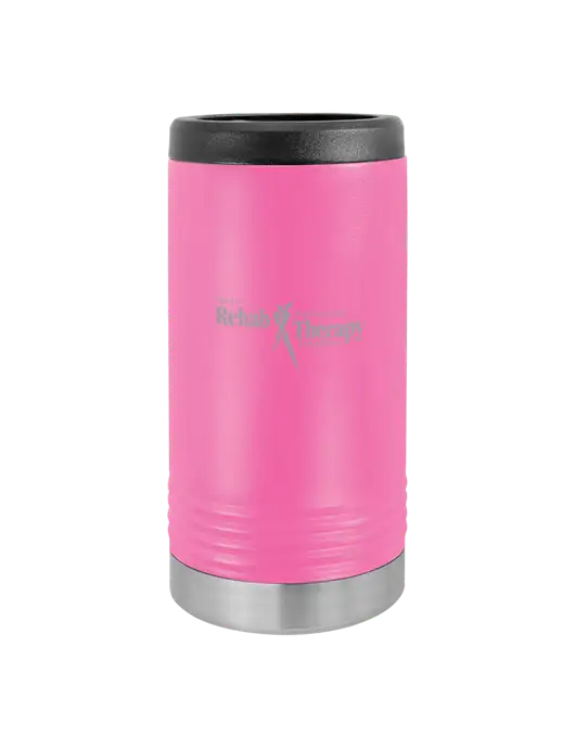 Polar Camel Powder Coated Pink Vacuum Insulated Slim Beverage Holder w/Sports Rehab Logo