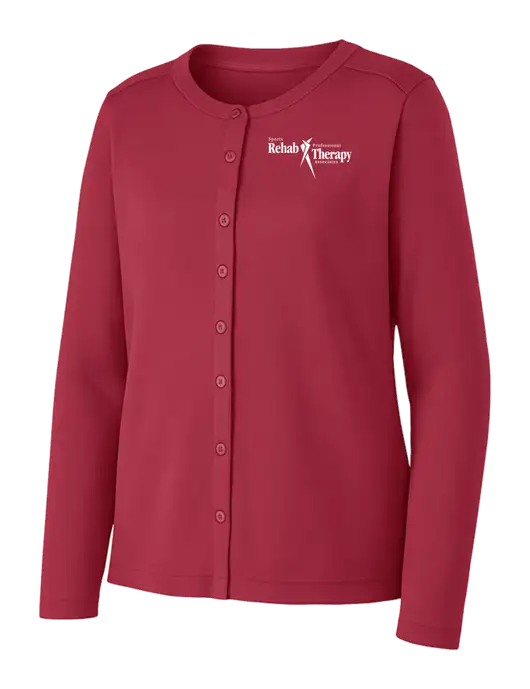 Rich Red Womens Concept Stretch Button-Front Cardigan Sweater w/Sports Rehab Logo