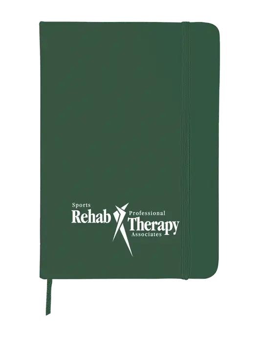 Dark Green Comfort Touch Bound Journal 5" X 7" w/Sports Rehab Logo