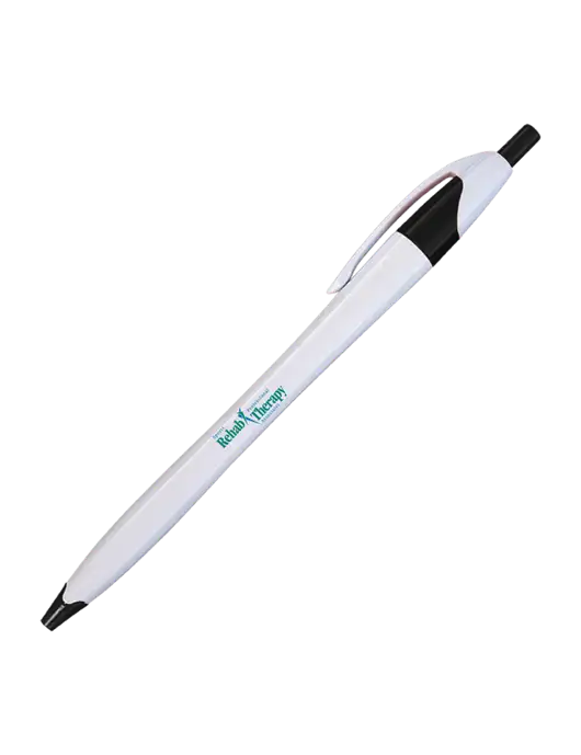 Novella White/Black Classic Pen - Blue Ink w/Sports Rehab Logo