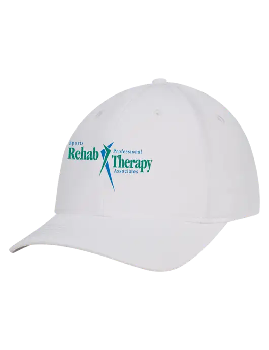 White Nylon Twill Performance Cap w/Sports Rehab Logo