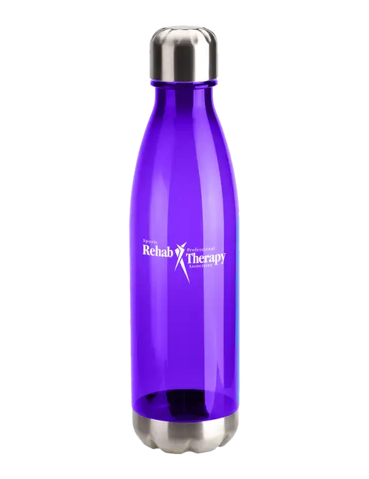 Bayside Tritan Purple 25 oz Bottle with Stainless Base and Cap w/Sports Rehab Logo