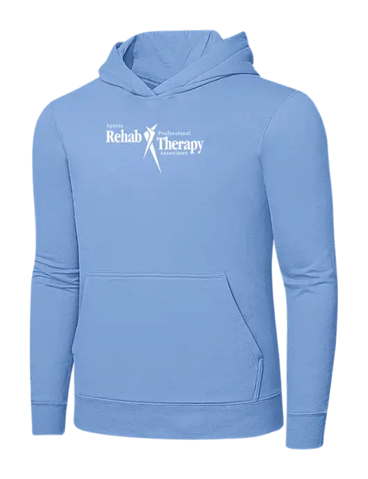 Light Blue 7.8. oz Ring Spun Hooded Sweatshirt w/Sports Rehab Logo