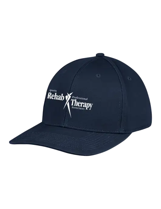 Premium Modern Structured Twill Navy Snapback Cap w/Sports Rehab Logo