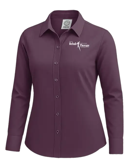 Brooks Brothers Womens Eggplant Wrinkle-Free Stretch Nailhead Shirt w/Sports Rehab Logo