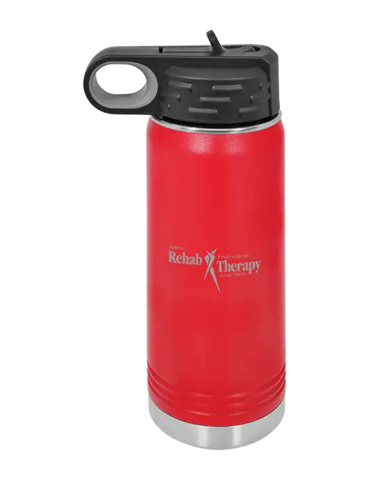 Polar Camel 20 oz Powder Coated Red Vacuum Insulated Water Bottle w/Sports Rehab Logo