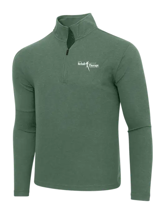 Adidas Dark Green Heather 3 Stripes Quarter Zip Sweater w/Sports Rehab Logo