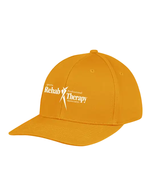 Premium Modern Structured Twill Yellow Gold Snapback Cap
 w/Sports Rehab Logo