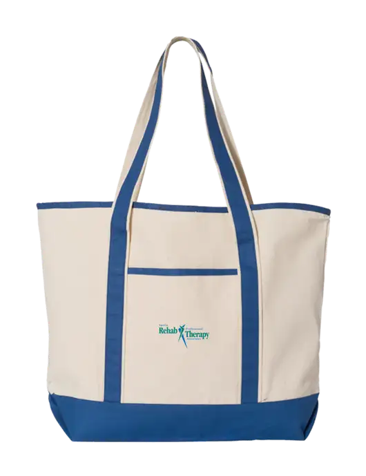 Natural/Royal Large Canvas Deluxe Tote w/Sports Rehab Logo