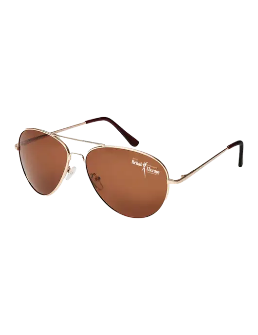 Aviator Coffee Brown with Gold Sunglasses  w/Sports Rehab Logo