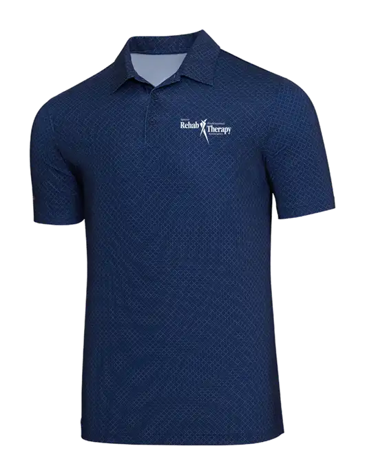 Adidas Navy Blue Diamond Dot Print Polo w/Sports Rehab Logo