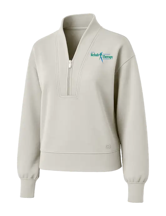 OGIO Womens Ivory Transcend 1/4-Zip w/Sports Rehab Logo
