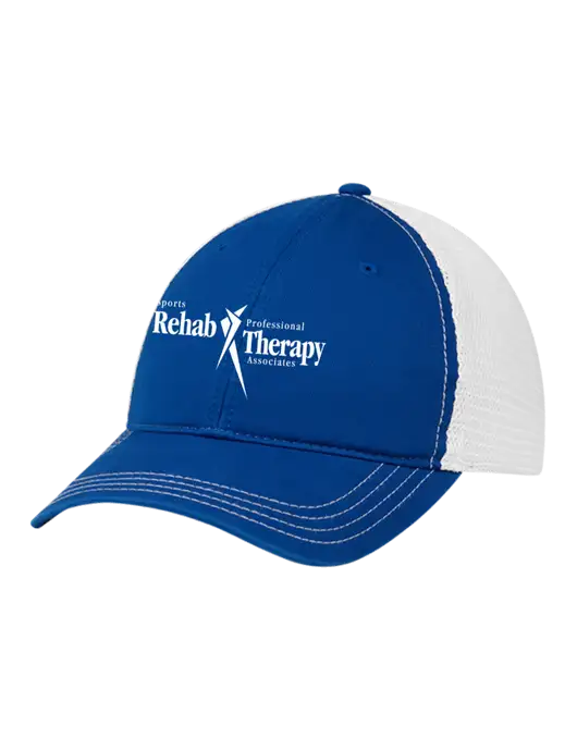 Richardson 111 Garment Washed Trucker Cap Royal w/White Mesh w/Sports Rehab Logo