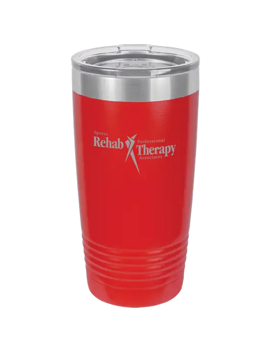 Polar Camel 20 oz Powder Coated Red Vacuum Insulated Tumbler w/Sports Rehab Logo