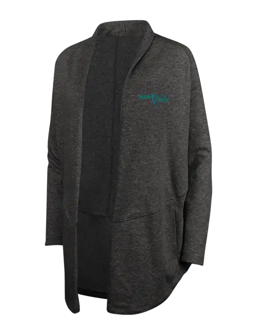 Charcoal Heather/ Medium Heather Grey Womens Interlock Cardigan w/Sports Rehab Logo