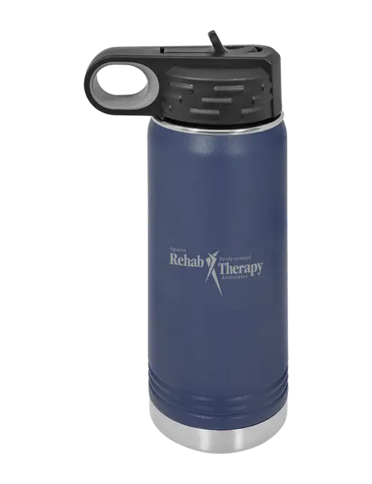Polar Camel 20 oz Powder Coated Navy Vacuum Insulated Water Bottle w/Sports Rehab Logo