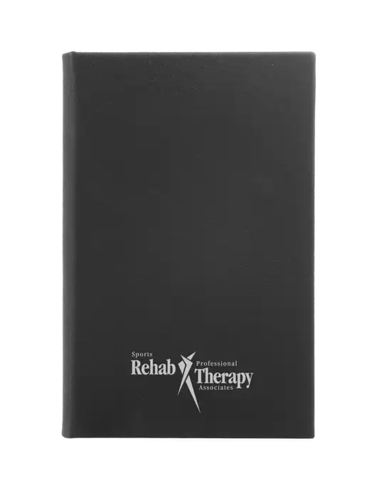 Black Leatherette 5.25 x 8.25 Journal w/Sports Rehab Logo