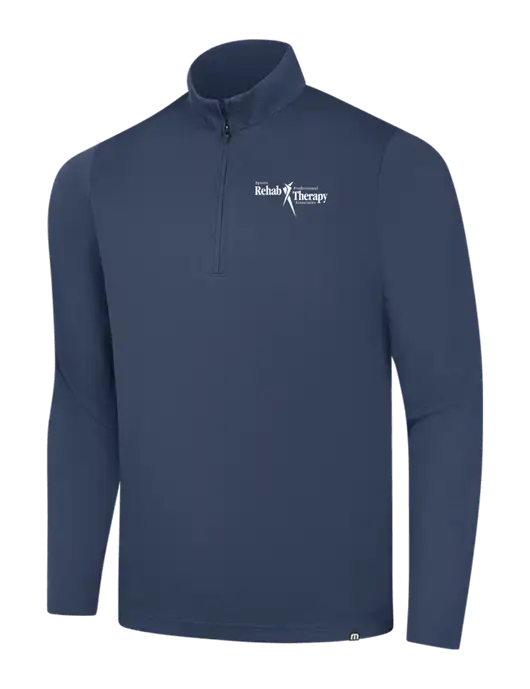TravisMathew Navy Coveside ¼-Zip w/Sports Rehab Logo