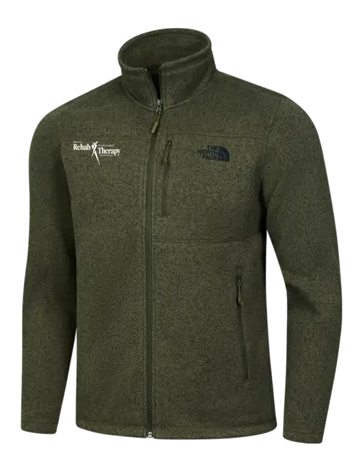 North Face Olive Heather Sweater Fleece Jacket w/Sports Rehab Logo