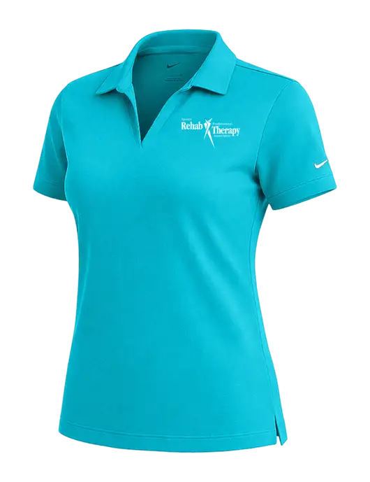NIKE Sapphire Blue Womens Dri-Fit Micro Pique Polo w/Sports Rehab Logo