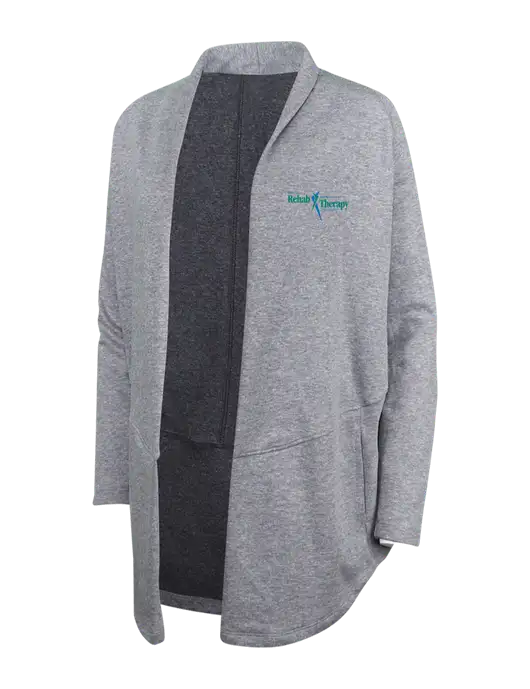 Medium Heather Grey/Char Heather Womens Interlock Cardigan w/Sports Rehab Logo