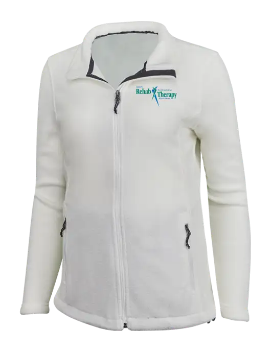 Womens White Fleece Jacket w/Sports Rehab Logo