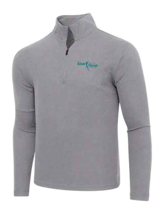 Adidas Medium Grey Melange 3 Stripes Quarter Zip Sweater w/Sports Rehab Logo