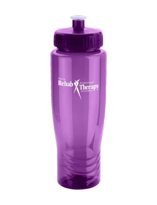 Roam Purple 28 oz Eco-Polyclear Bottle with Push Pull Lid w/Sports Rehab Logo