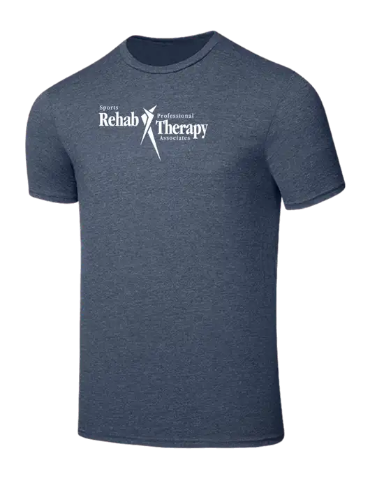 Seriously Soft Heathered Navy T-Shirt w/Sports Rehab Logo
