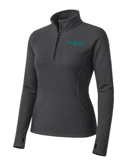Dark Grey Heather Womens Sport Wick Stretch 1/4 Zip Pullover w/Sports Rehab Logo