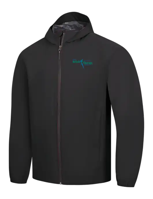 Black Essential Rain Jacket w/Sports Rehab Logo