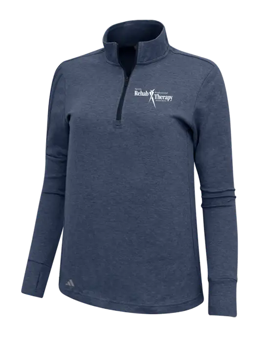 Adidas Navy Melange Womens 3 Stripes Quarter Zip Sweater w/Sports Rehab Logo