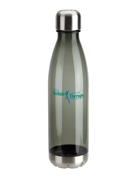 Bayside Tritan Smoke 25 oz Bottle with Stainless Base and Cap w/Sports Rehab Logo