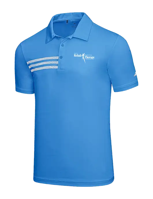 Adidas Carolina Blue 3 Stripes Chest Polo w/Sports Rehab Logo