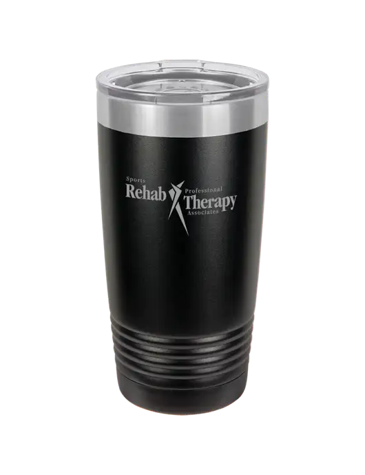 Polar Camel 20 oz Powder Coated Black Vacuum Insulated Tumbler w/Sports Rehab Logo