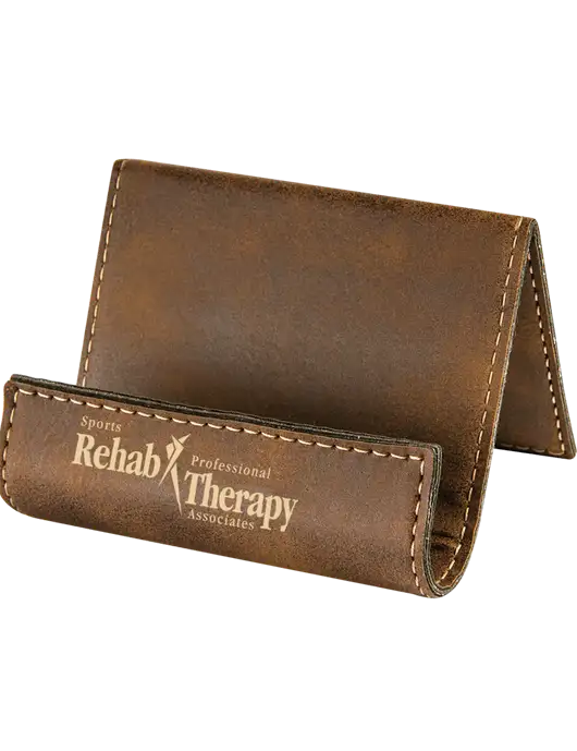 Rustic Leatherette Card & Phone Holder w/Sports Rehab Logo