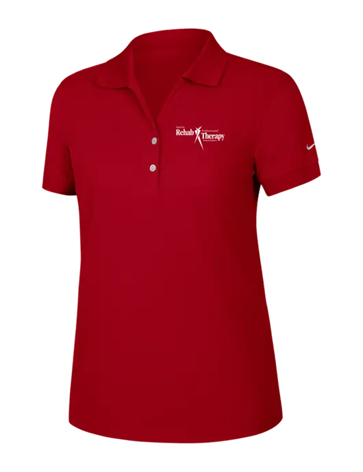 Nike Womens Dri-FIT Classic Red Polo w/Sports Rehab Logo