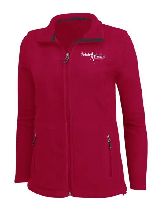 Womens Red Fleece Jacket w/Sports Rehab Logo