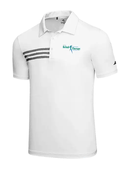 Adidas White 3 Stripes Chest Polo w/Sports Rehab Logo
