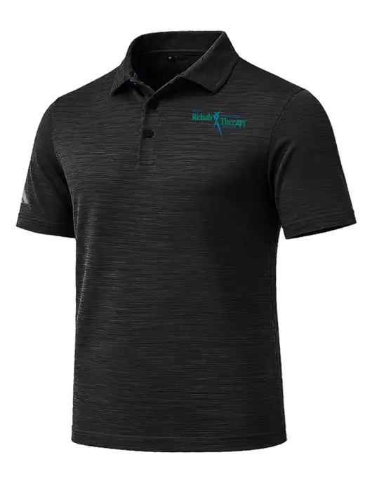 Adidas Black Textured Stripe Polo w/Sports Rehab Logo