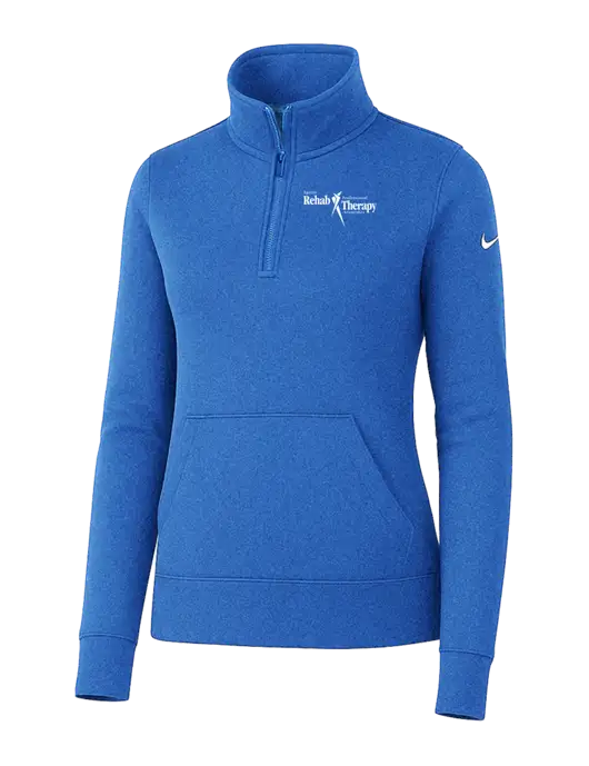Nike Womens Light Royal Heather Club Fleece Sleeve Swoosh 1/2-Zip w/Sports Rehab Logo