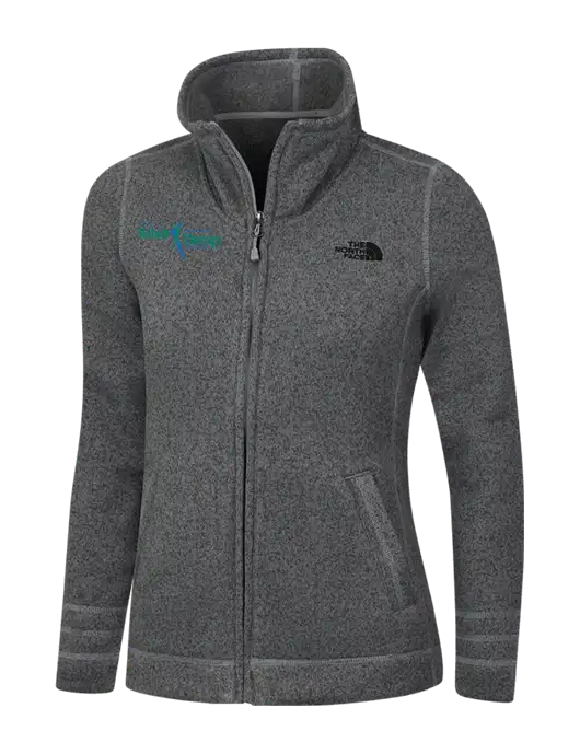 North Face Womens Medium Grey Heather Sweater Fleece Jacket w/Sports Rehab Logo