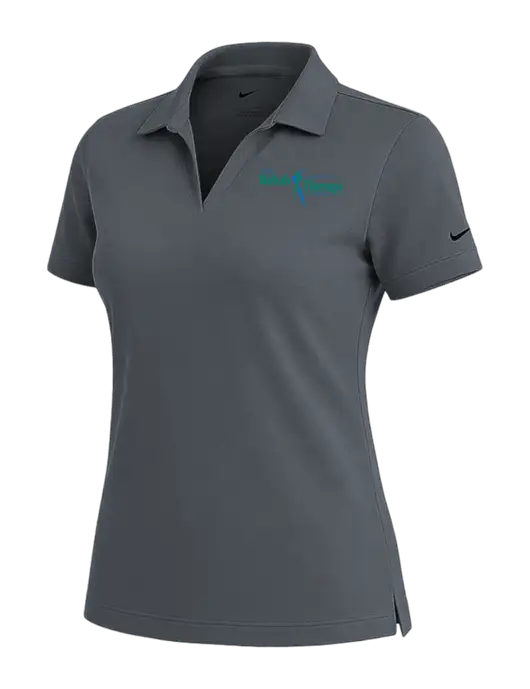 NIKE Dark Grey Womens Dri-Fit Micro Pique Polo w/Sports Rehab Logo