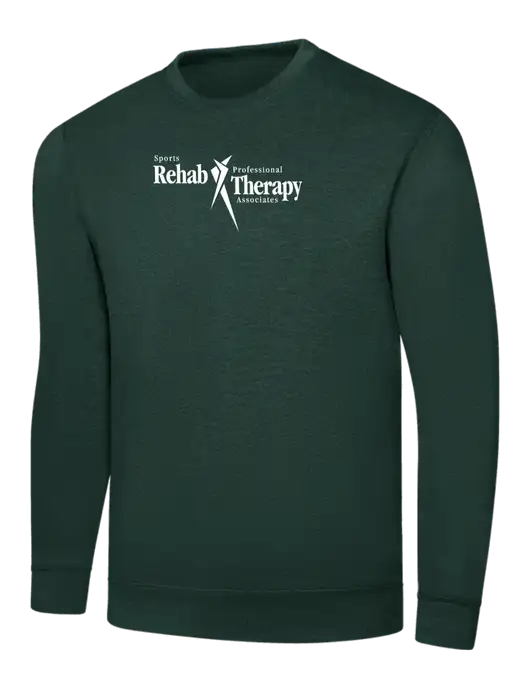 Dark Green 7.8 oz Ring Spun Crew Sweatshirt w/Sports Rehab Logo
