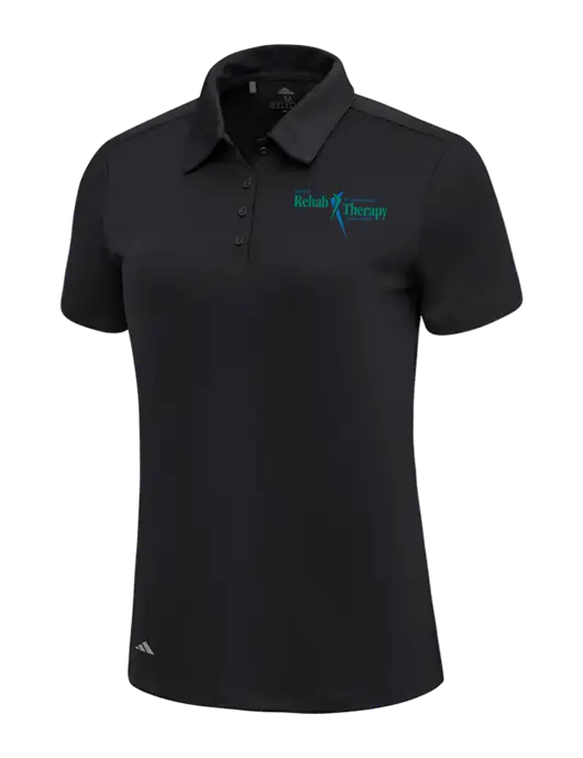 Adidas Black Womens Ultimate Solid Polo w/Sports Rehab Logo