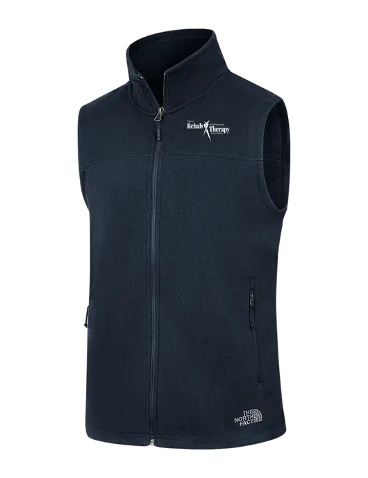 North Face Navy Heather Sweater Fleece Vest w/Sports Rehab Logo