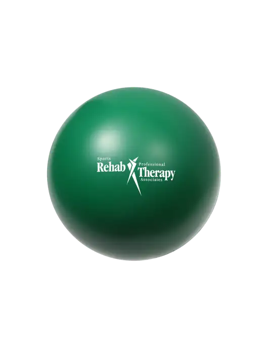 Medium Dark Green Stress Reliever Ball w/Sports Rehab Logo