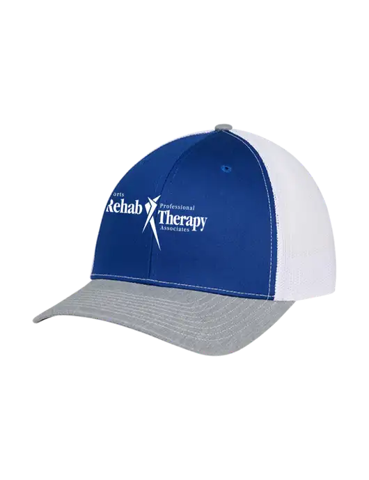 Richardson Adjustable Snapback Original 112 Trucker Cap Royal/HeatherGrey/White Mesh w/Sports Rehab Logo