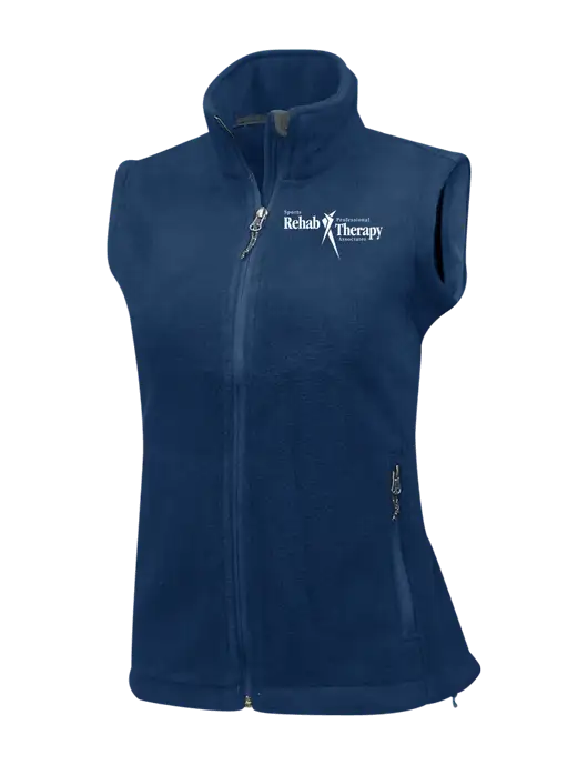 Navy Womens Fleece Vest w/Sports Rehab Logo
